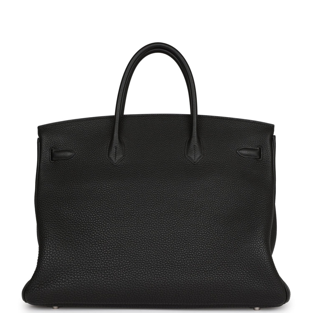 Premium Handmade Hermes Horseshoe Stamp (HSS) Birkin 40 Black Verso Clemence Brushed Palladium Hardware