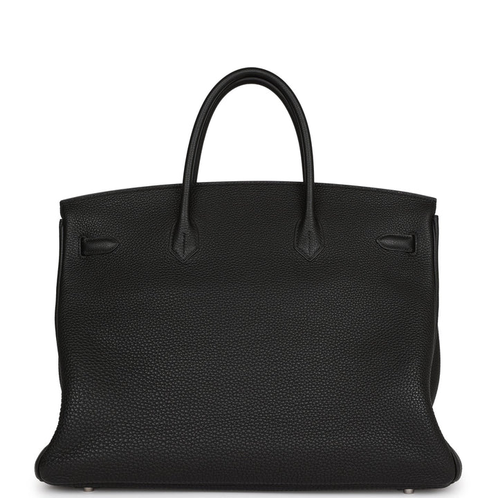 Premium Handmade Hermes Horseshoe Stamp (HSS) Birkin 40 Black Verso Clemence Brushed Palladium Hardware