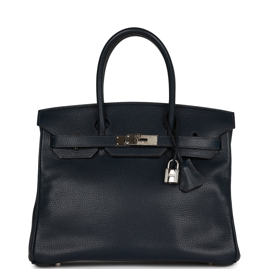 top quality Hermes Birkin 30 Bleu Indigo Vache Liegee Palladium Hardware