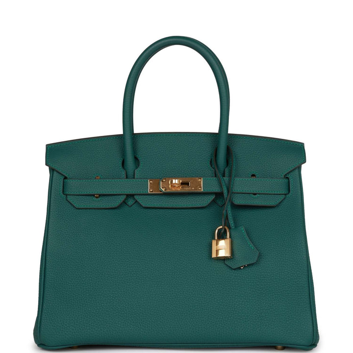 Top quality Hermes Birkin 30 Malachite Togo Gold Hardware