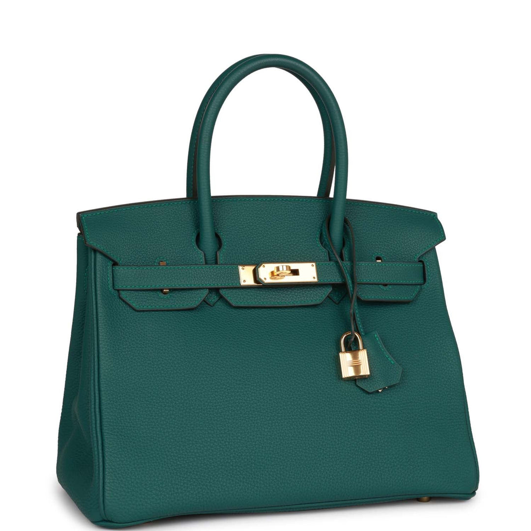 Top quality Hermes Birkin 30 Malachite Togo Gold Hardware