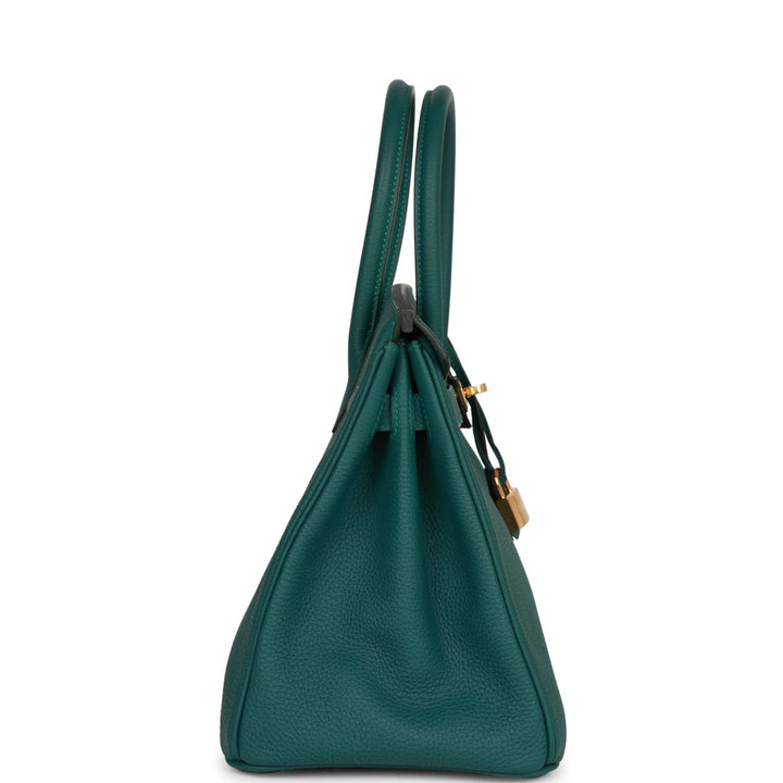 Top quality Hermes Birkin 30 Malachite Togo Gold Hardware