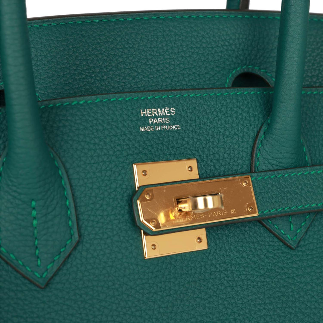 Top quality Hermes Birkin 30 Malachite Togo Gold Hardware