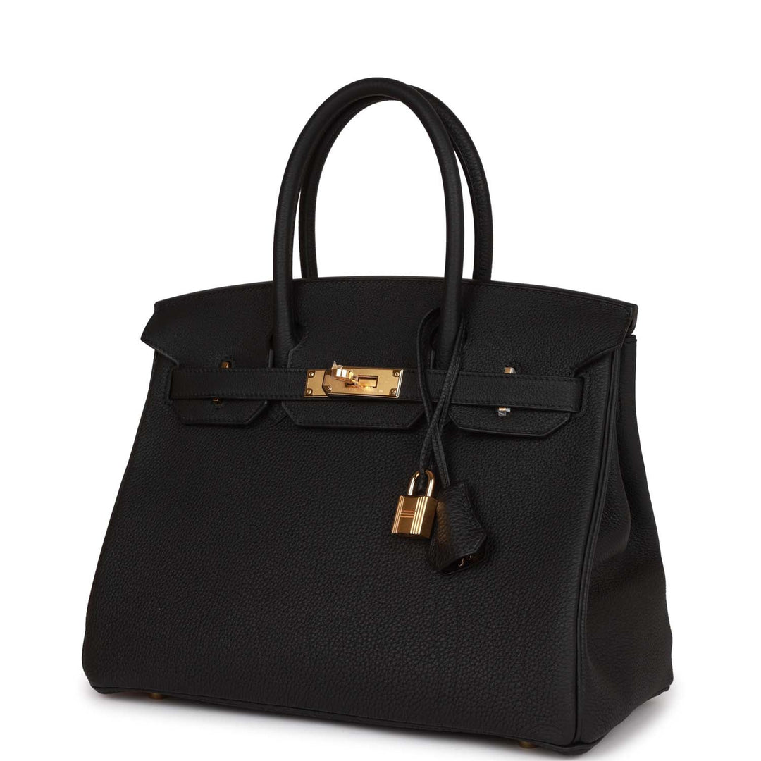 Top quality Hermes Birkin 30 Black Togo Gold Hardware