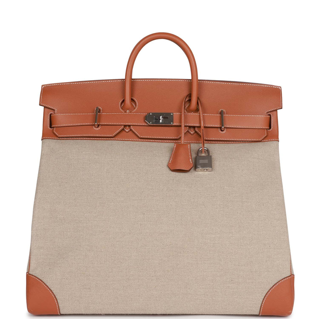 Top quality Hermes Birkin HAC 50 Gold Toile De Camp Evercolor Palladium Hardware