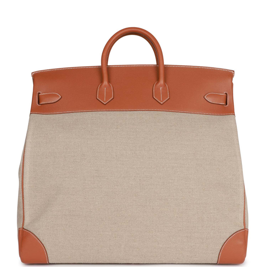 Top quality Hermes Birkin HAC 50 Gold Toile De Camp Evercolor Palladium Hardware