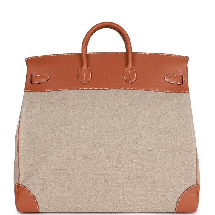 Top quality Hermes Birkin HAC 50 Gold Toile De Camp Evercolor Palladium Hardware