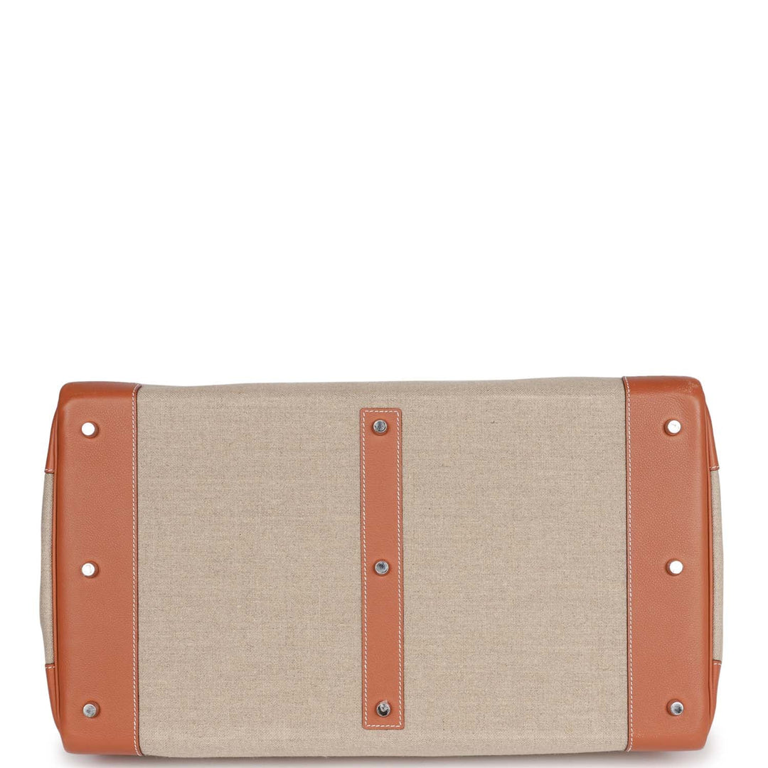 Top quality Hermes Birkin HAC 50 Gold Toile De Camp Evercolor Palladium Hardware
