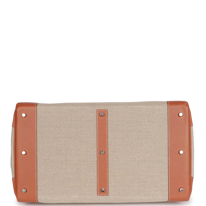Top quality Hermes Birkin HAC 50 Gold Toile De Camp Evercolor Palladium Hardware
