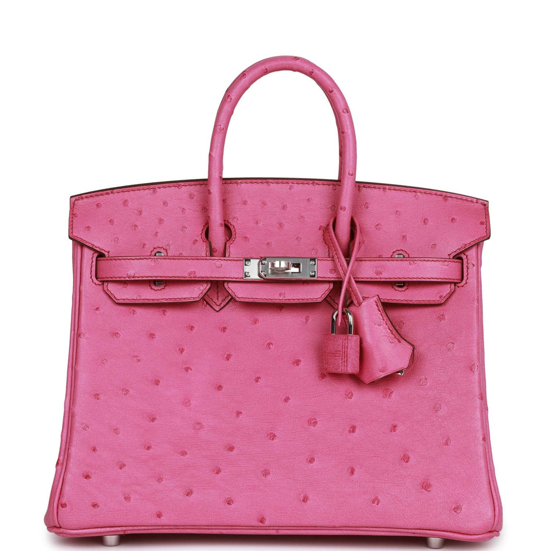 top quality Hermes Birkin 25 Fuchsia Ostrich Palladium Hardware
