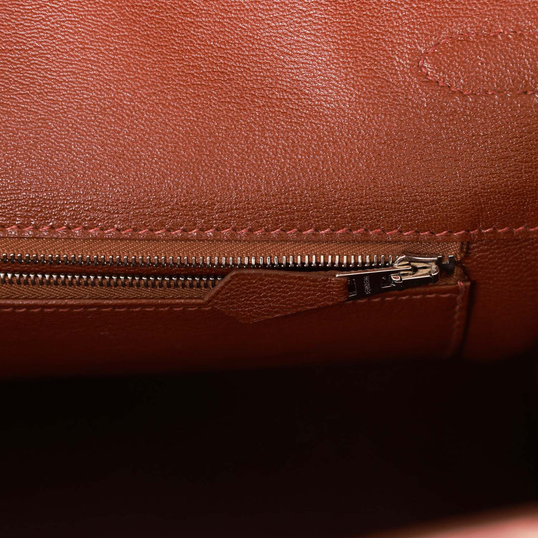 Premium Handmade Hermes Birkin 35 Miel Shiny Porosus Crocodile Palladium Hardware