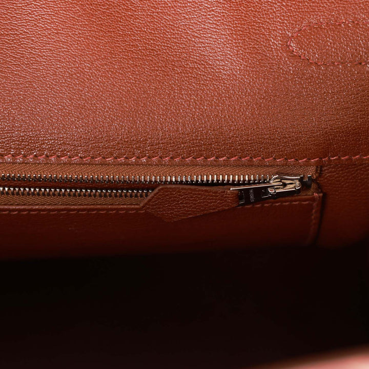 Premium Handmade Hermes Birkin 35 Miel Shiny Porosus Crocodile Palladium Hardware