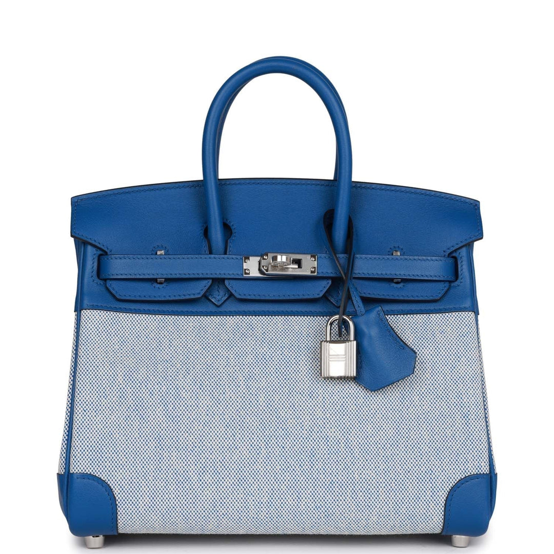 top quality Hermes Birkin 25 Bleu Bill Toile H and Bleu France Swift Swift Palladium Hardware