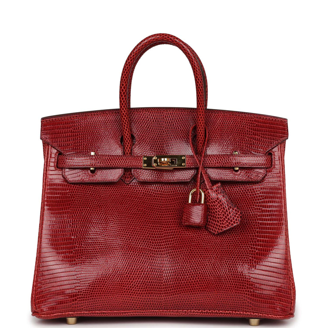 top quality Hermes Birkin 25 Rouge Moyen Salvator Lizard Gold Hardware
