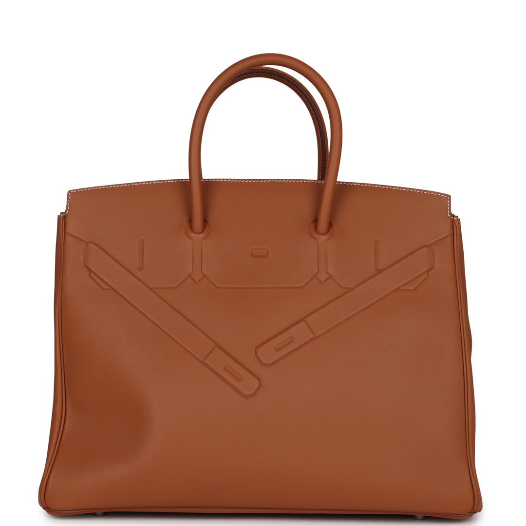 top quality Hermes Birkin Shadow 35 Gold Swift Palladium Hardware