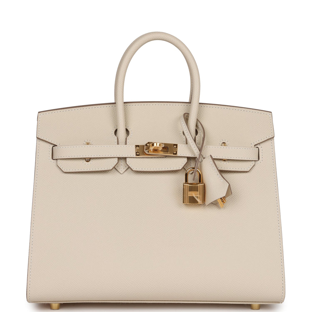 top quality Hermes Birkin Sellier 25 Craie Epsom Gold Hardware