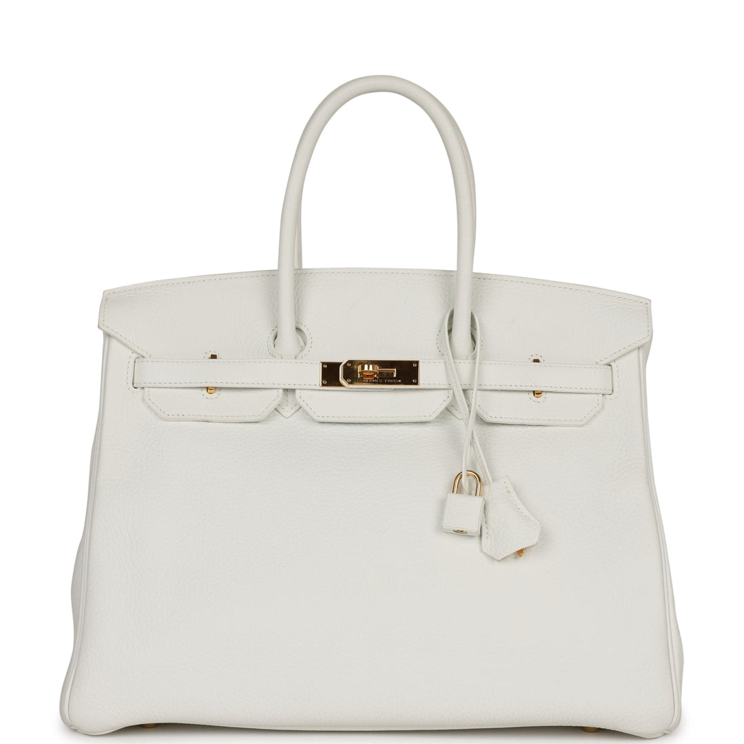 Top quality Hermes Birkin 35 White Clemence Gold Hardware