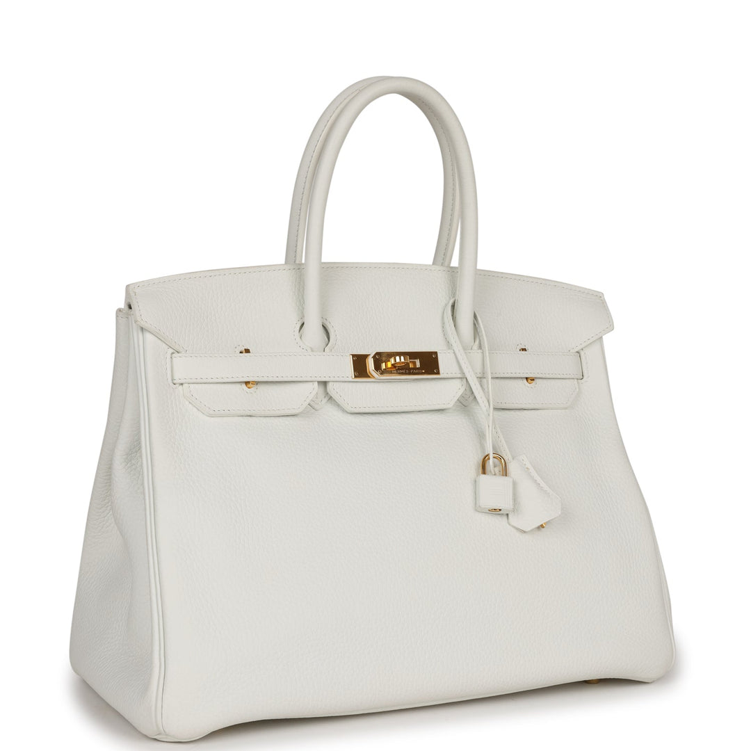 Top quality Hermes Birkin 35 White Clemence Gold Hardware