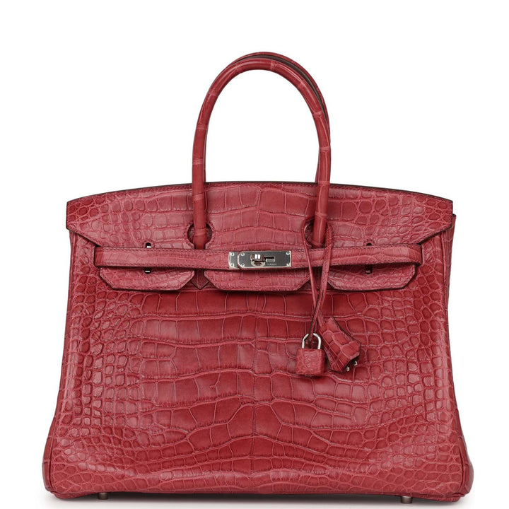 Top quality Hermes Birkin 35 Bois de Rose Matte Alligator Palladium Hardware