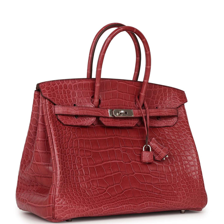 Top quality Hermes Birkin 35 Bois de Rose Matte Alligator Palladium Hardware