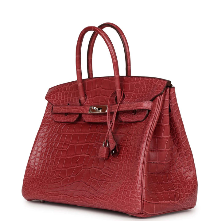 Top quality Hermes Birkin 35 Bois de Rose Matte Alligator Palladium Hardware