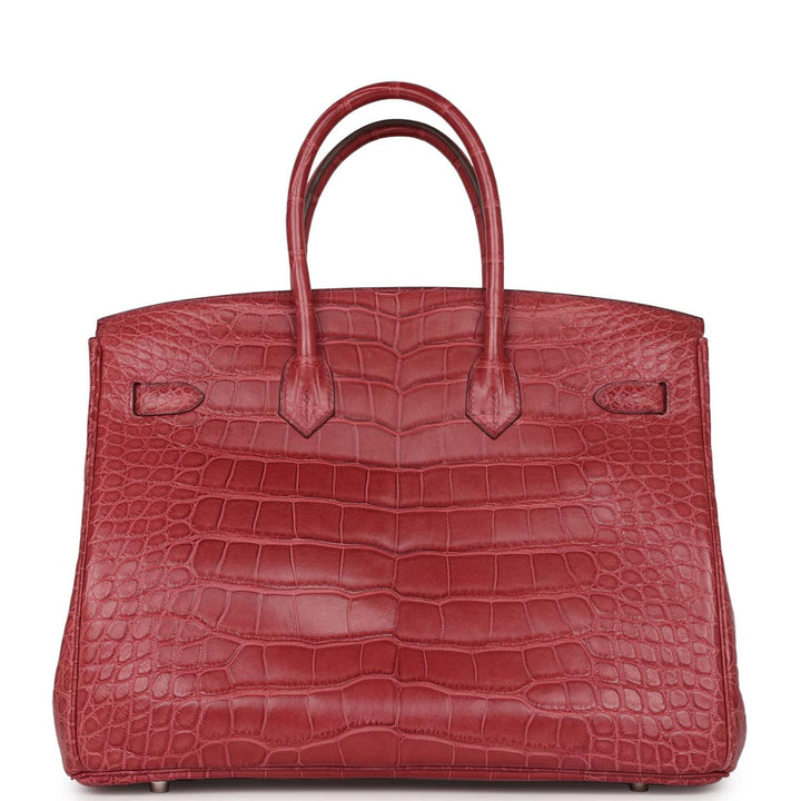Top quality Hermes Birkin 35 Bois de Rose Matte Alligator Palladium Hardware