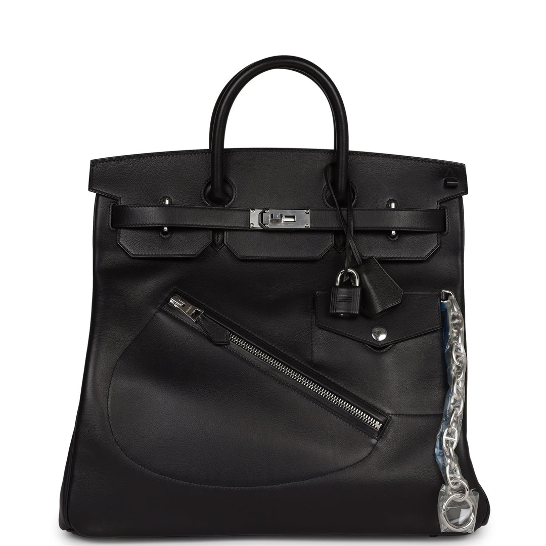 top quality Hermes Birkin 40 HAC "Rock" Black Evercolor Palladium Hardware