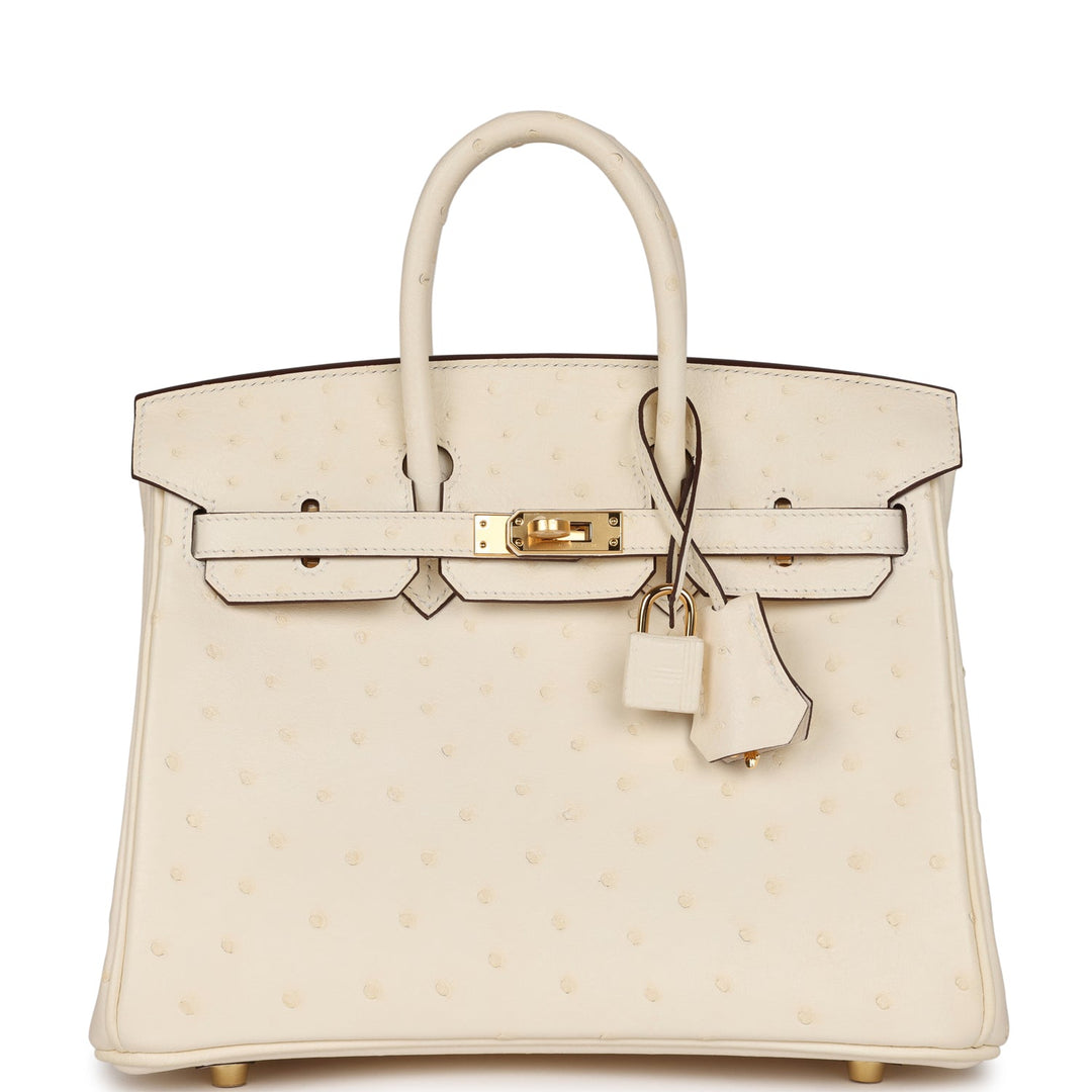 top quality Hermes Birkin 25 Nata Ostrich Gold Hardware