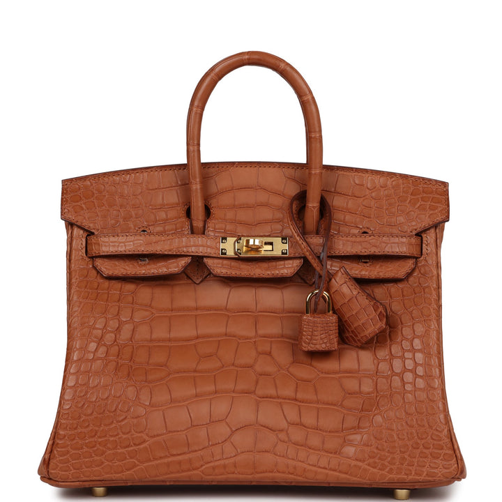 Top quality Hermes Birkin 25 Gold Matte Alligator Gold Hardware