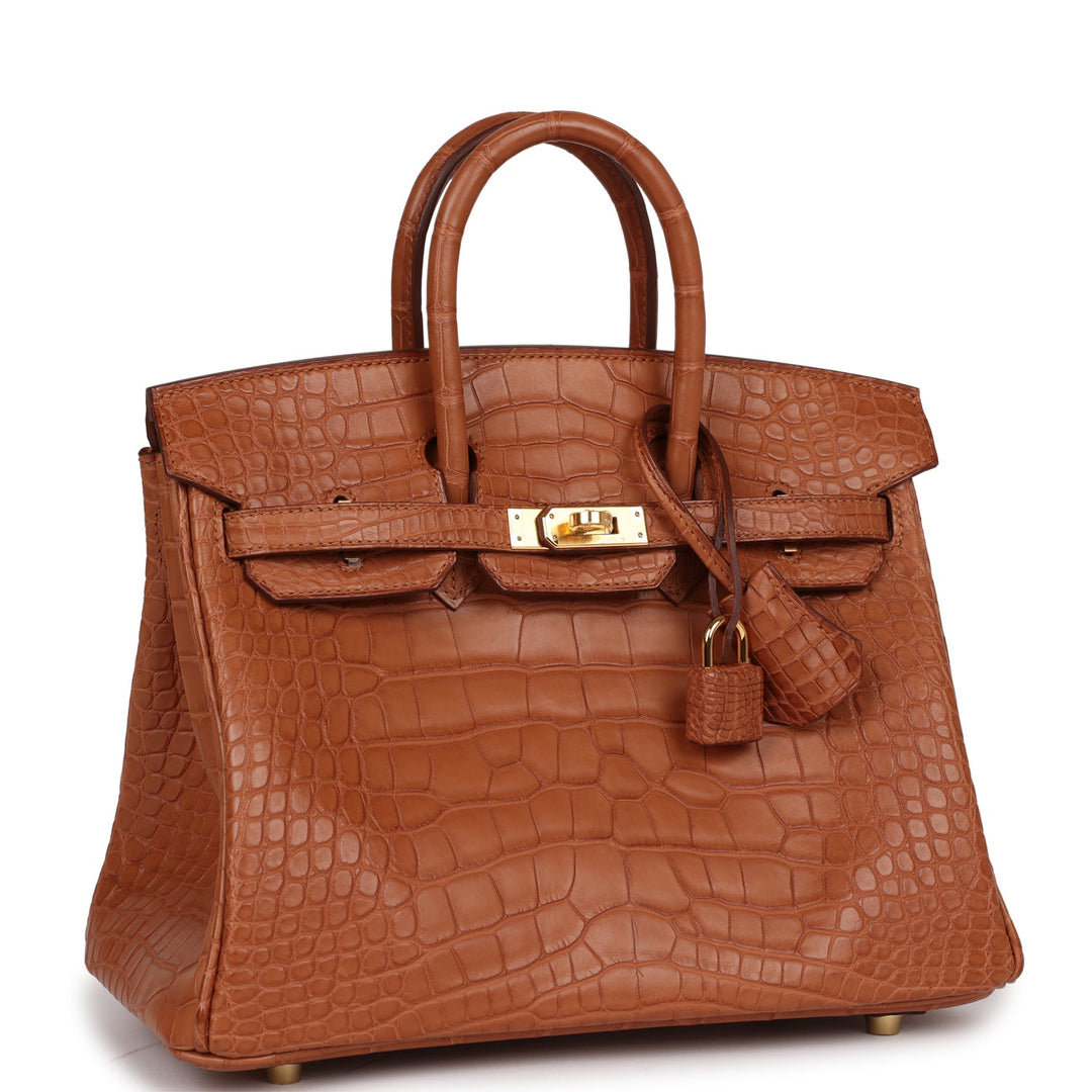 Top quality Hermes Birkin 25 Gold Matte Alligator Gold Hardware