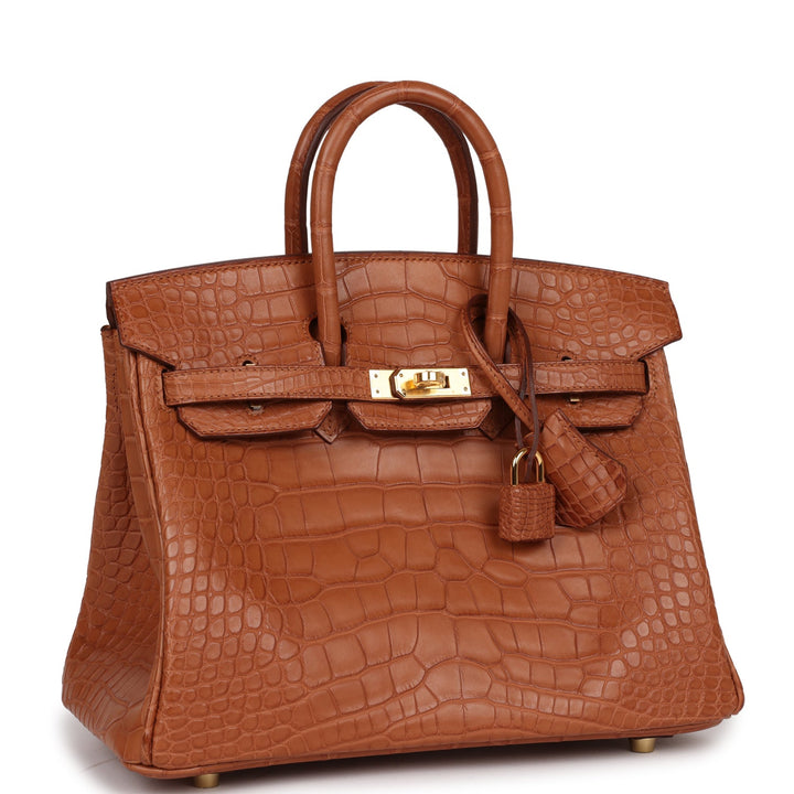 Top quality Hermes Birkin 25 Gold Matte Alligator Gold Hardware