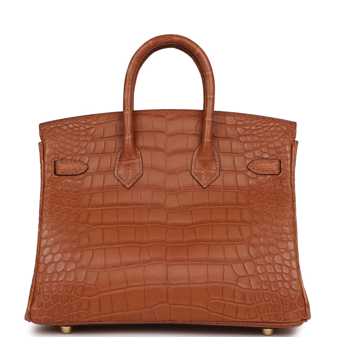 Top quality Hermes Birkin 25 Gold Matte Alligator Gold Hardware