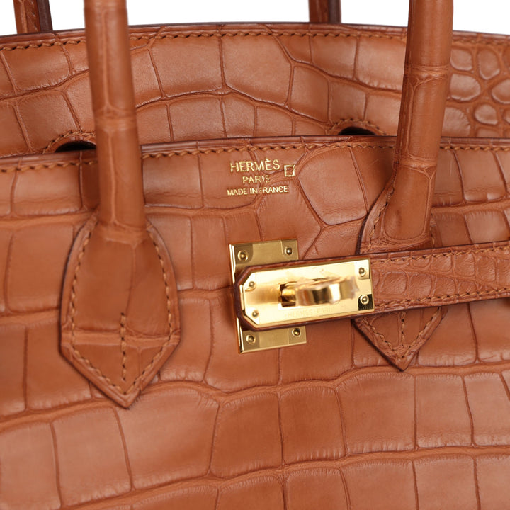 Top quality Hermes Birkin 25 Gold Matte Alligator Gold Hardware