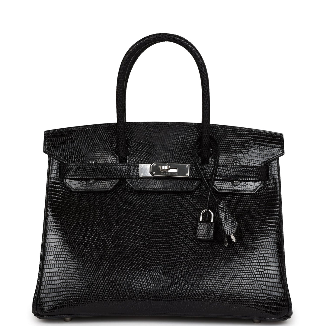 top quality Hermes Birkin 30 Black Niloticus Lizard Palladium Hardware