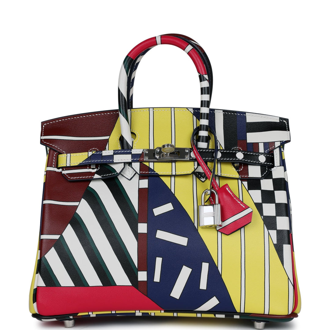 Top quality Hermes "One Two Three and Away We Go" Birkin 25 Multicolor Swift Palladium Hardware