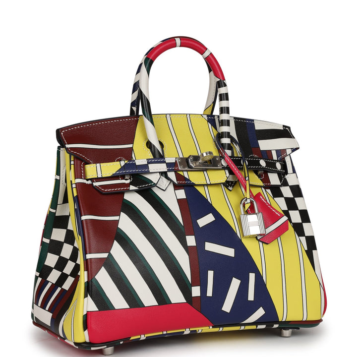 Top quality Hermes "One Two Three and Away We Go" Birkin 25 Multicolor Swift Palladium Hardware