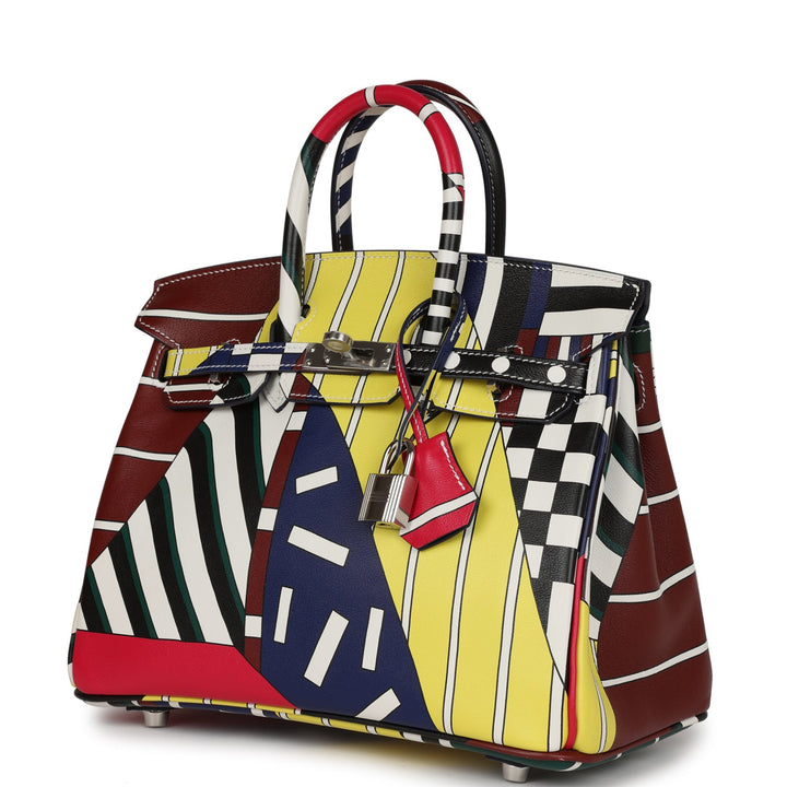 Top quality Hermes "One Two Three and Away We Go" Birkin 25 Multicolor Swift Palladium Hardware
