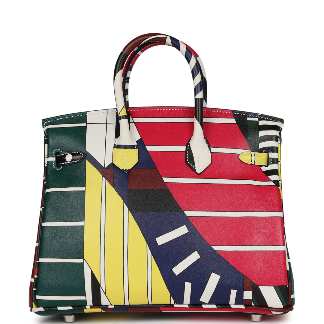 Top quality Hermes "One Two Three and Away We Go" Birkin 25 Multicolor Swift Palladium Hardware