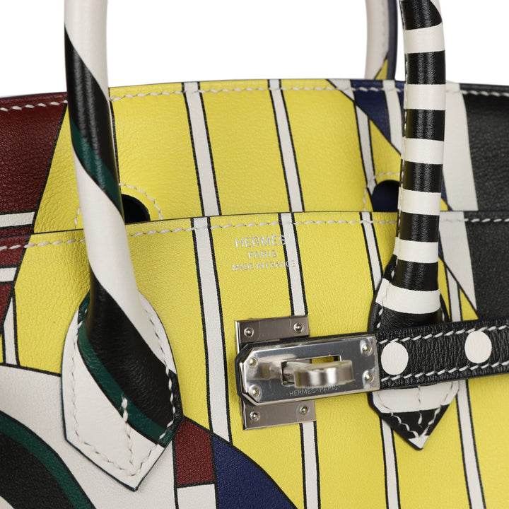 Top quality Hermes "One Two Three and Away We Go" Birkin 25 Multicolor Swift Palladium Hardware