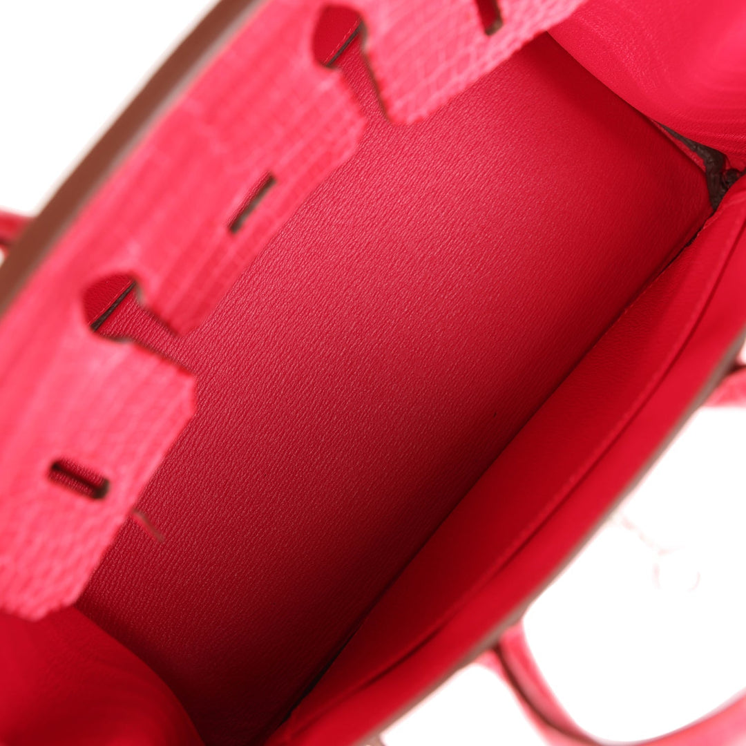 Premium Handmade Hermes Birkin 25 Rose Extreme Matte Porosus Crocodile Palladium Hardware