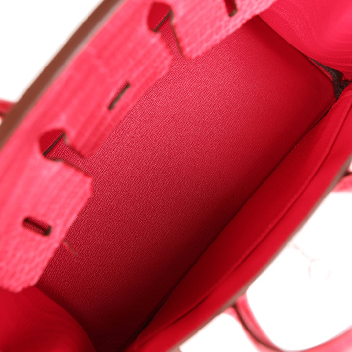 Premium Handmade Hermes Birkin 25 Rose Extreme Matte Porosus Crocodile Palladium Hardware