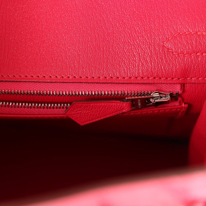 Premium Handmade Hermes Birkin 25 Rose Extreme Matte Porosus Crocodile Palladium Hardware