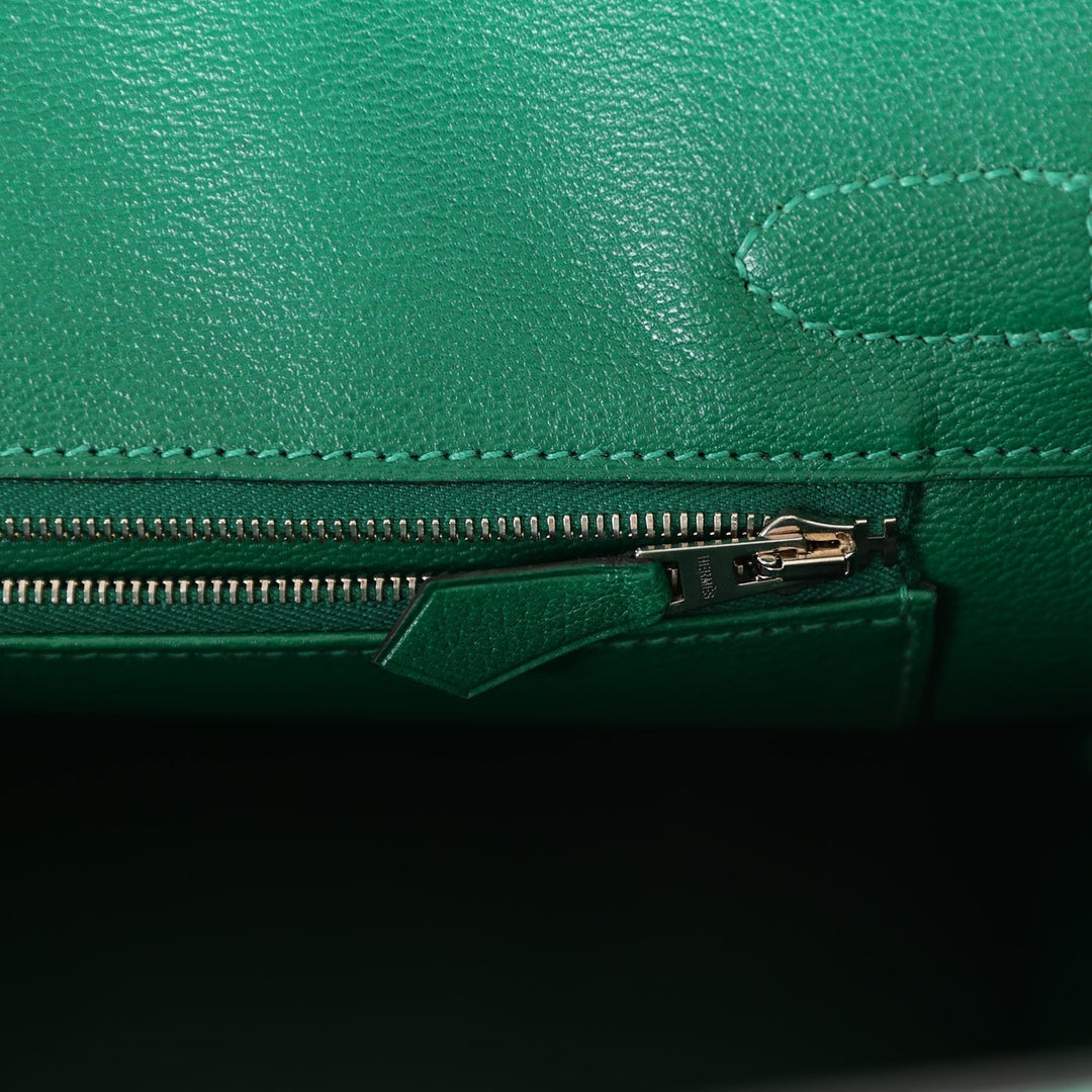 Premium Handmade Hermes Birkin 30 Emerald Shiny Niloticus Crocodile Palladium Hardware