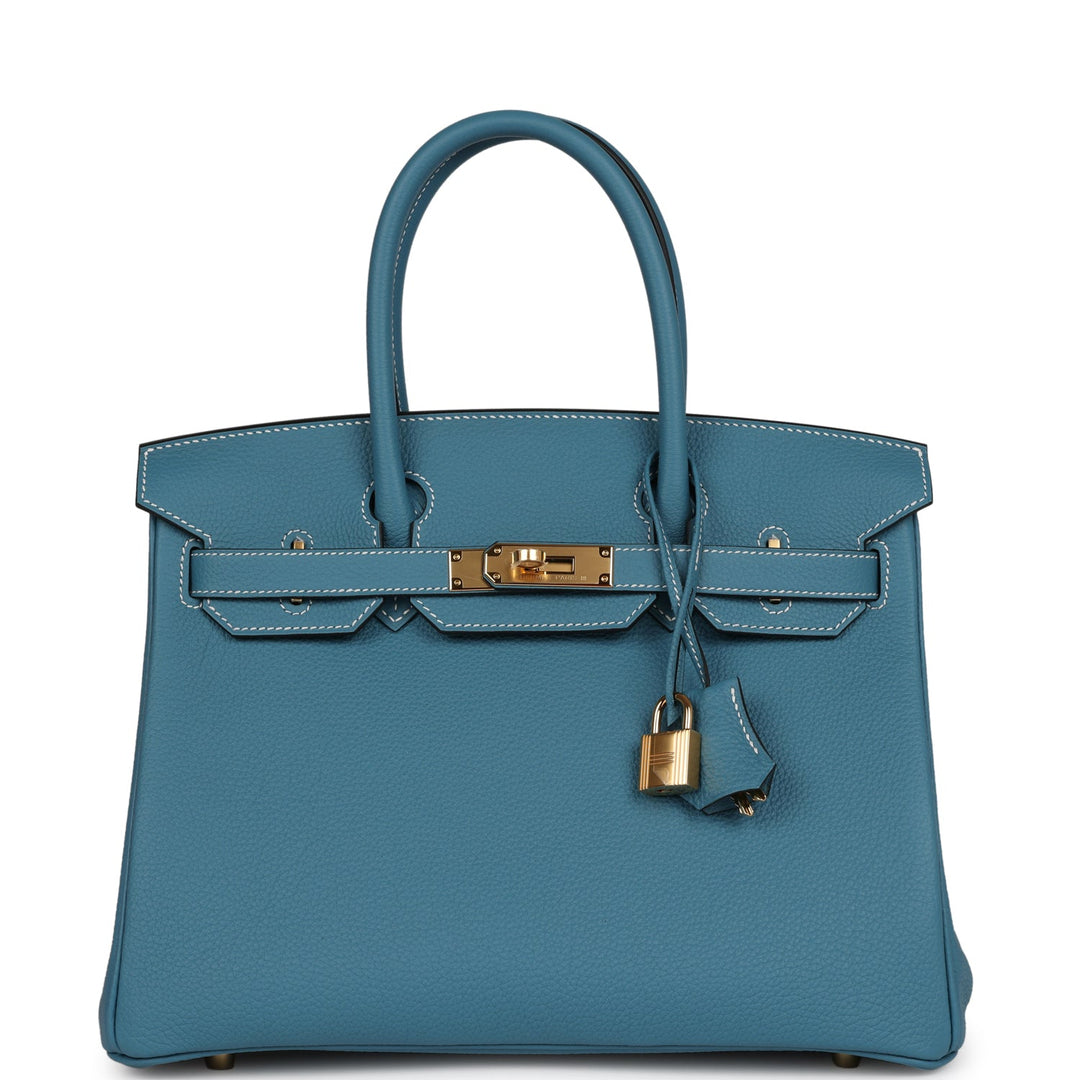 top quality Hermes Birkin 30 Blue Jean Togo Gold Hardware