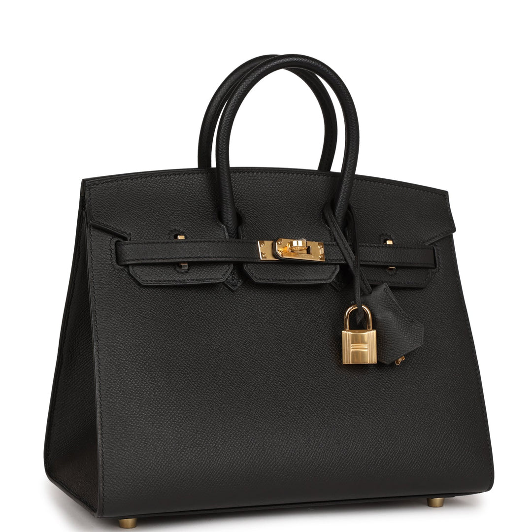 Top quality Hermes Birkin Sellier 25 Black Epsom Gold Hardware