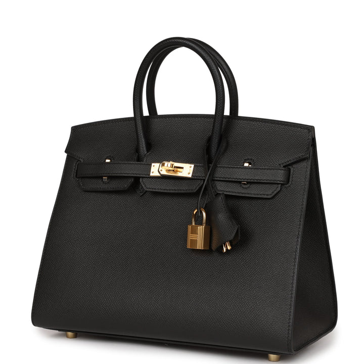 Top quality Hermes Birkin Sellier 25 Black Epsom Gold Hardware