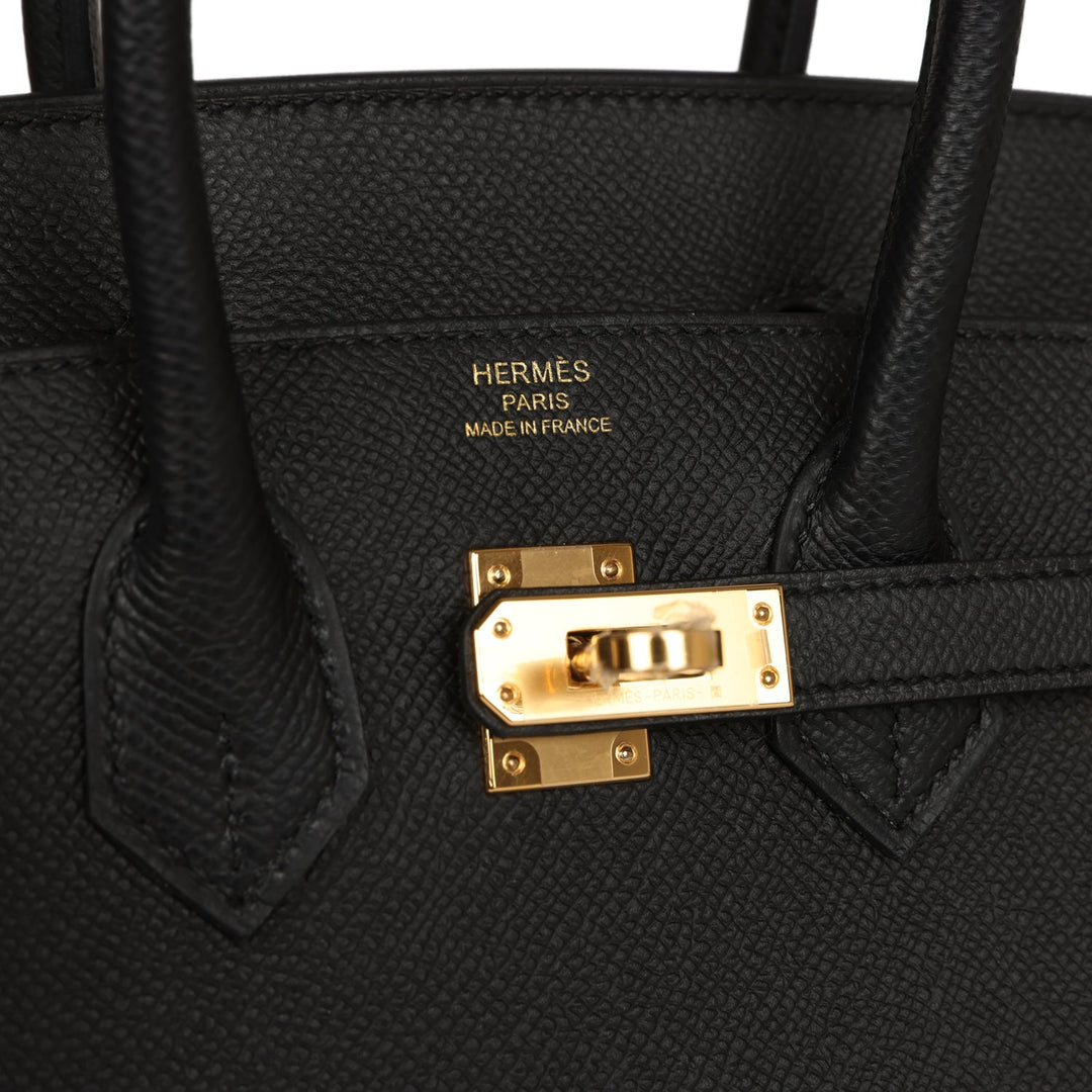 Top quality Hermes Birkin Sellier 25 Black Epsom Gold Hardware
