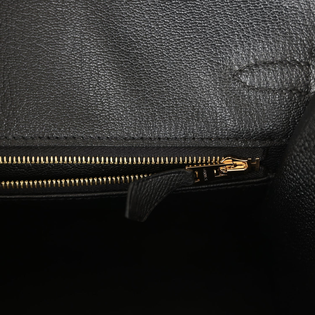 Top quality Hermes Birkin Sellier 25 Black Epsom Gold Hardware