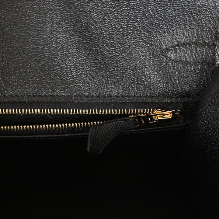 Top quality Hermes Birkin Sellier 25 Black Epsom Gold Hardware