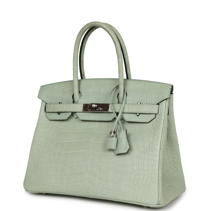 Hermes Birkin 30 Vert D'Eau Matte Alligator Palladium Hardware